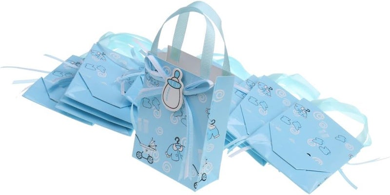 klarako 12 Pieces Blue Boy Baby Shower Candy Gift Bags Tote Birthday Party Favor Supplies - Image 3