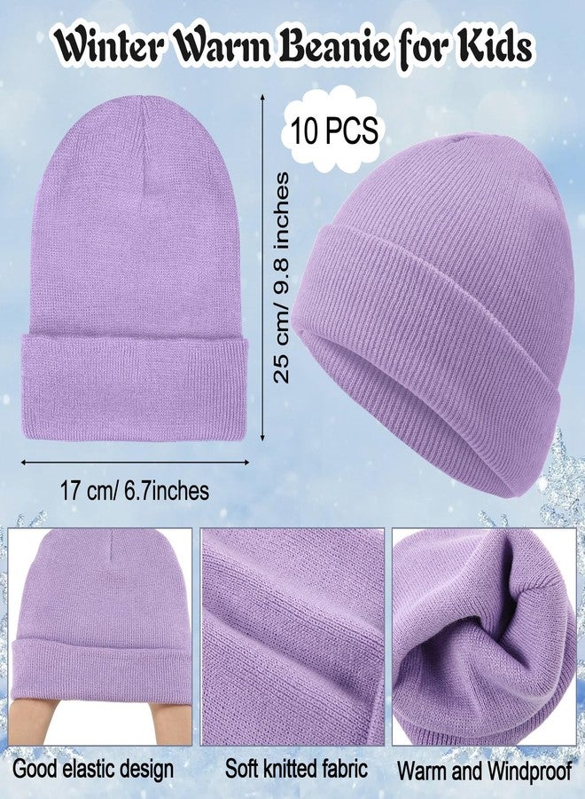 JaGely 20 Pcs Kids Hats Gloves Winter Bulk Knit Beanie Caps Warm Anti-Slip Gloves for Ages 5-10 Boys Girls(10 Dark Colors) - Image 3