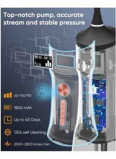 ماي سمايل ماي سمايل جهاز تنظيف الاسنان بالماء اللاسلكي LP221 UVC قابل للتعقيم 335 مل بشاشة OLED محمول مع 4 اوضاع و8 رؤوس نفاثة وشنطة تخزين للمنزل والسفر  - Image 3