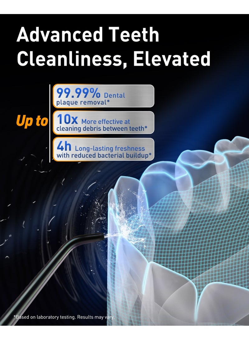 MySmile LP221 UVC Sterilizable Cordless Water Flossers for Teeth 335ML Portable OLED Display Dental Flosser with 4 Modes 8 Jet Tips and a Storage Pouch for Home and Travel (Midnight Black) - Image 2