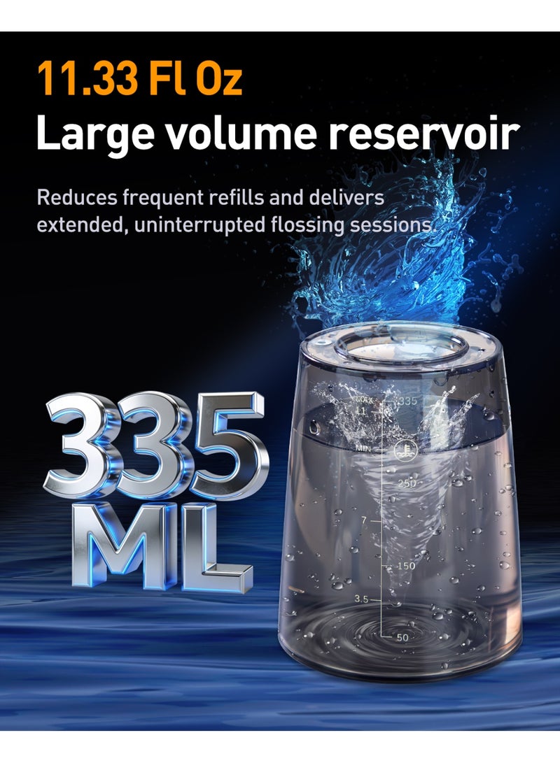 MySmile LP221 UVC Sterilizable Cordless Water Flossers for Teeth 335ML Portable OLED Display Dental Flosser with 4 Modes 8 Jet Tips and a Storage Pouch for Home and Travel (Midnight Black) - Image 5