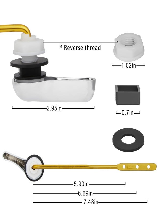 Alldrmtrue Toilet Handle Replacement Kit, 2 Pack Toilet Lever Flush Handle, Aluminum Alloy Rod, Universal Fitting Parts, Front Mount, Chrome - Image 5