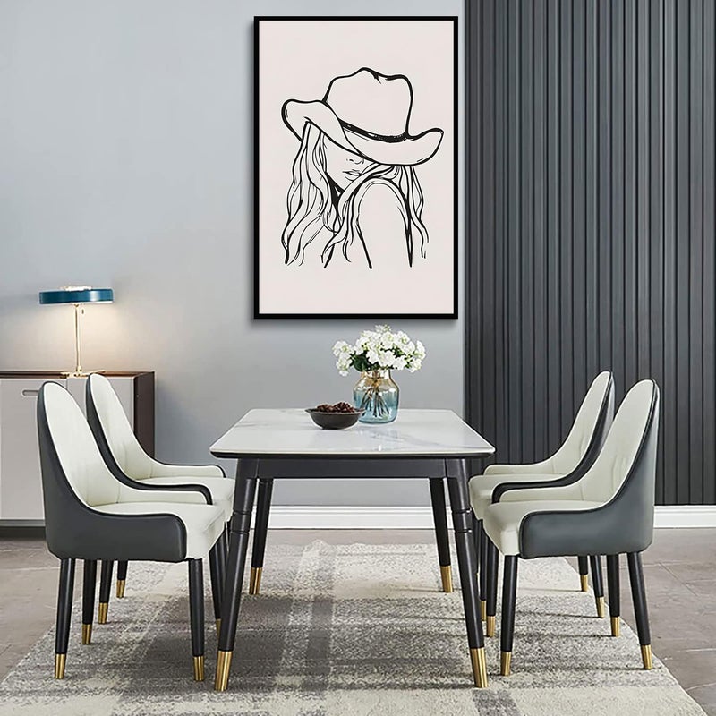 ZARTMYY Western Cowgirl Canvas Wall Art Trendy Line Vintage Room Aesthetic Poster Picture Black and White Minimalist Print Painting Funky Wild West Cowgirls Wall Decor for Dorm Apartment Bedroom Unframed  - Image 2
