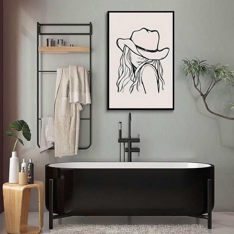 ZARTMYY Western Cowgirl Canvas Wall Art Trendy Line Vintage Room Aesthetic Poster Picture Black and White Minimalist Print Painting Funky Wild West Cowgirls Wall Decor for Dorm Apartment Bedroom Unframed  - Image 5