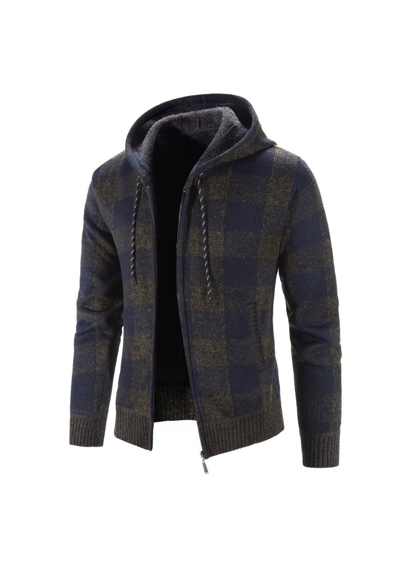 Generic - New Cross-Border Mens Sweater Jacket Thickened Loose Fit Knitted Top Casual Youth Cardigan Stand Collar Pullover 6636 brown - Image 1