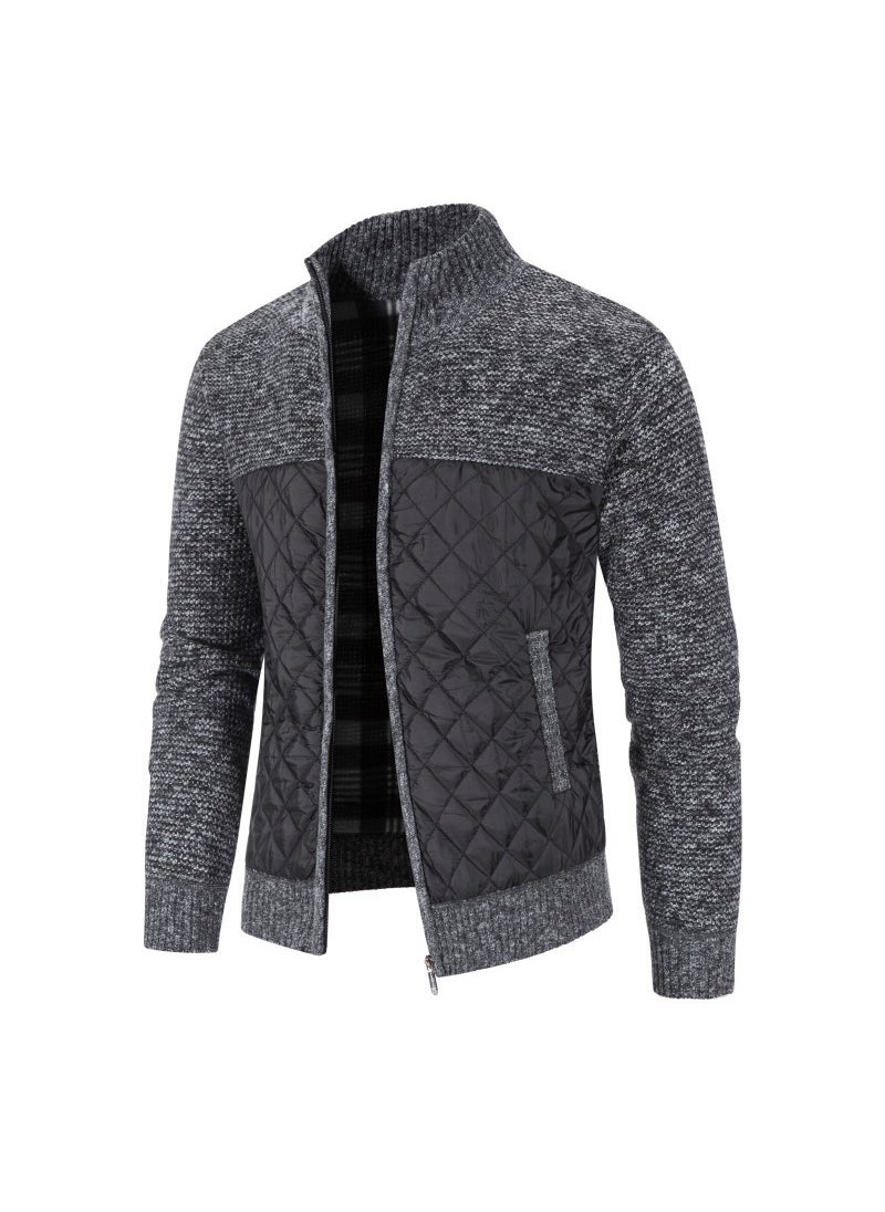Generic - New Cross-Border Mens Sweater Jacket Thickened Loose Fit Knitted Top Casual Youth Cardigan Stand Collar Pullover 6636 brown - Image 1