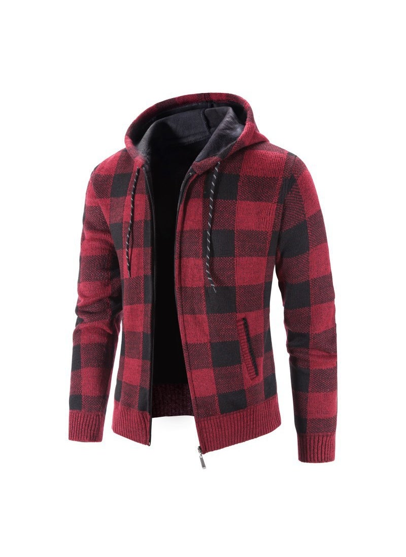 Generic - New Cross-Border Mens Sweater Jacket Thickened Loose Fit Knitted Top Casual Youth Cardigan Stand Collar Pullover 6636 brown - Image 1