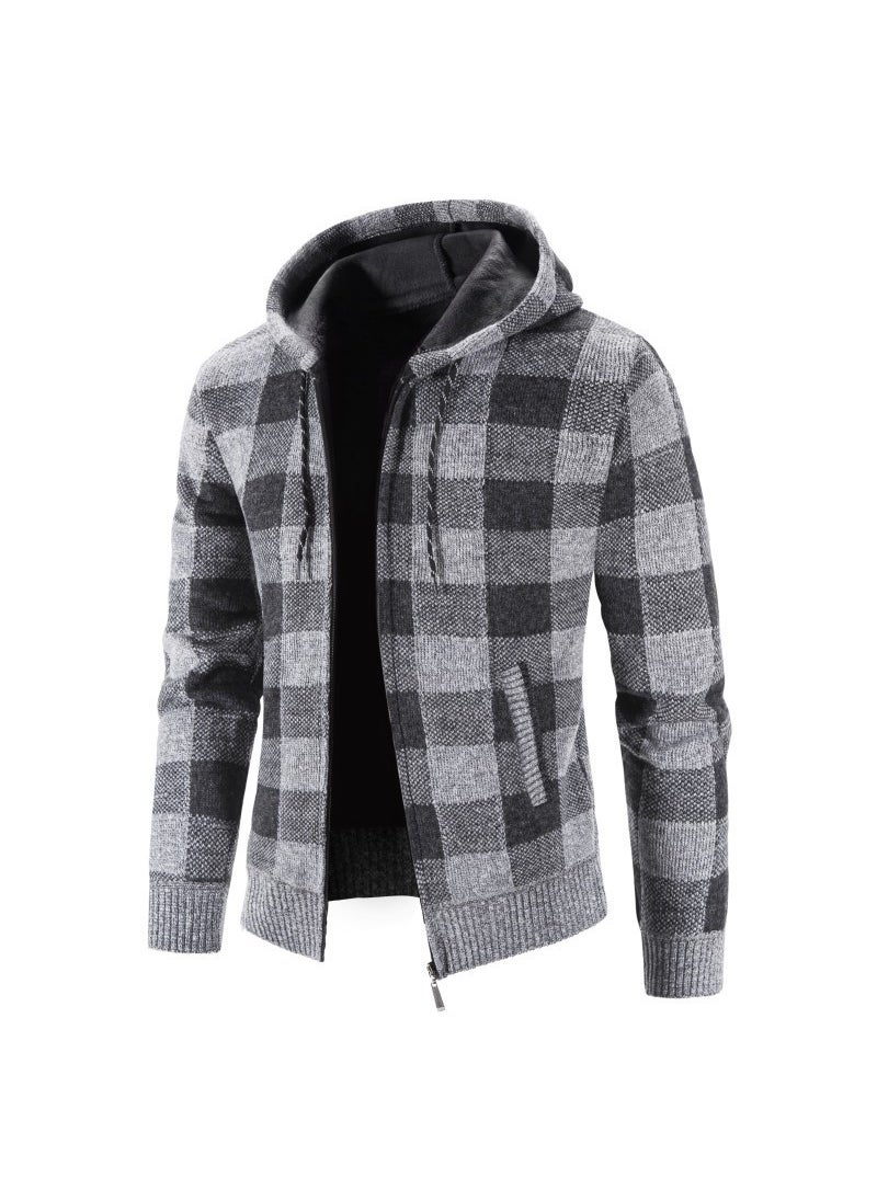 Generic - New Cross-Border Mens Sweater Jacket Thickened Loose Fit Knitted Top Casual Youth Cardigan Stand Collar Pullover 6636 brown - Image 1