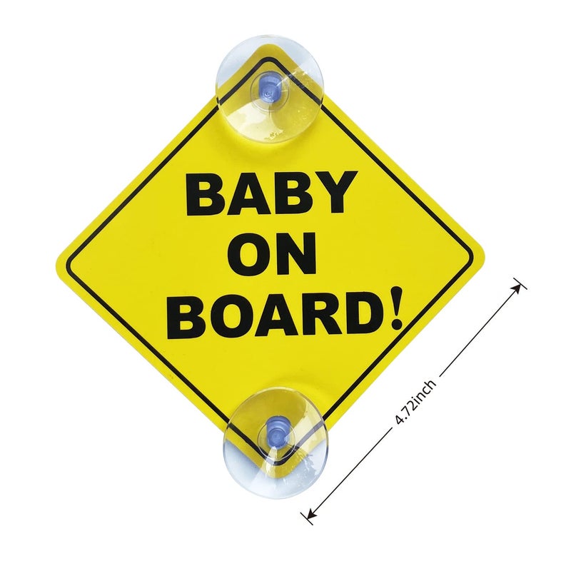 Baby On Board Sticker: 2pcs Yellow Suction Cup Design - Visible Safety Reminder Car Window Sticker for Family Cars New Parents - Image 2
