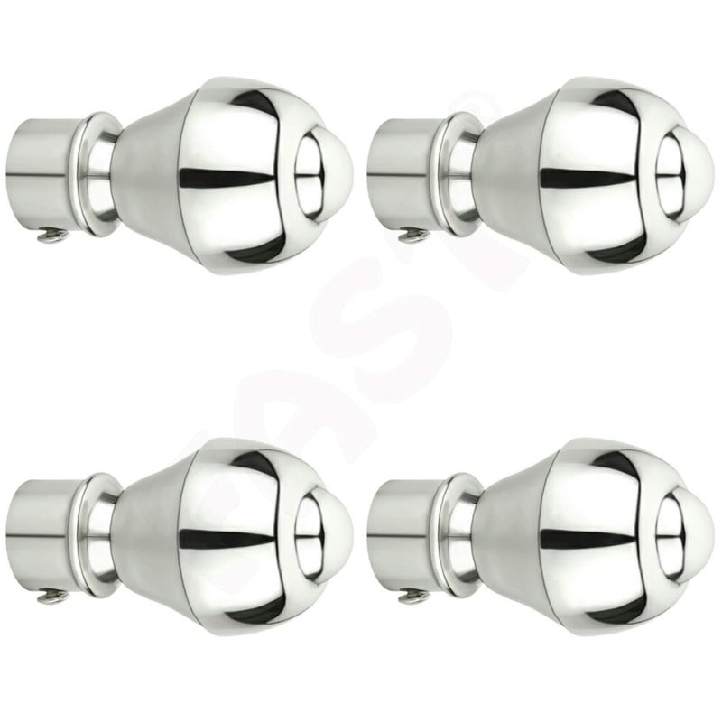 FAST Metal Curtain Rod Finial 86 x 50 mm Silver and White 4 Pieces grommets RustCorrossion Free And Water Resistant - Image 1