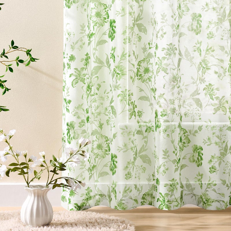 FOLKSIDE Pink Floral Sheer Curtains 84 Inches Long 2 Panels for Girls Bedroom Rod Pocket Light Filtering French Romantic Flower Sheer Curtains for Nursery Room Cute Modern Garden Theme Privacy Decor, 52x84 - Image 5