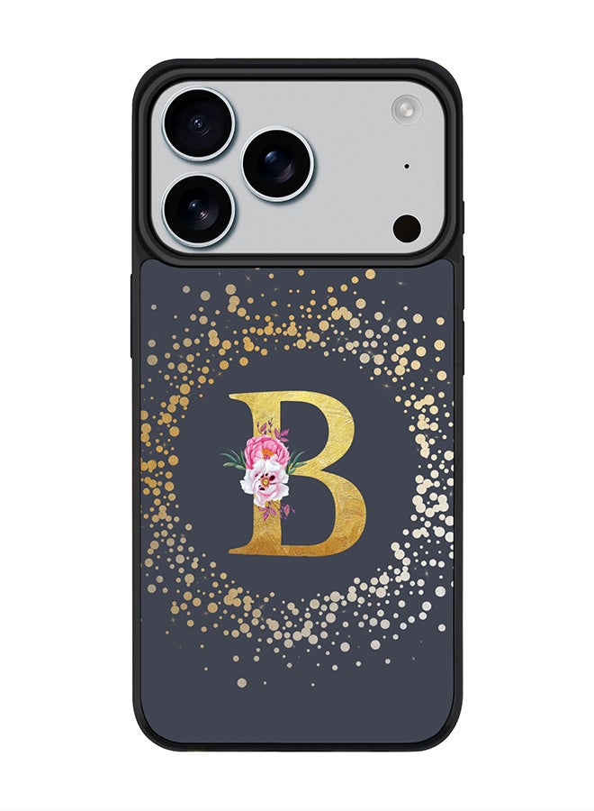 Stylizedd iPhone 17 Pro Case, [Compatible with MagSafe] Slim Magnetic cover Phone Case iPhone 17 Pro -Custom Monogram Floral - B  (Grey ) - Image 1