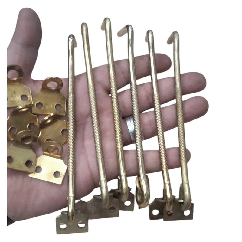Shinkle for Windows and Doors, Gold, Length 15 cm, 6 Piece Complete Set with Mounting Screws - Image 1