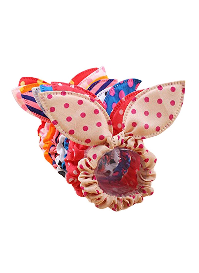 esowemsn 10 Pcs Assorted Color Cute Chiffon Dot Rabbit Ear Hair Bow Head Tie Bands Ponytail Holder Hot for Girls Teen 