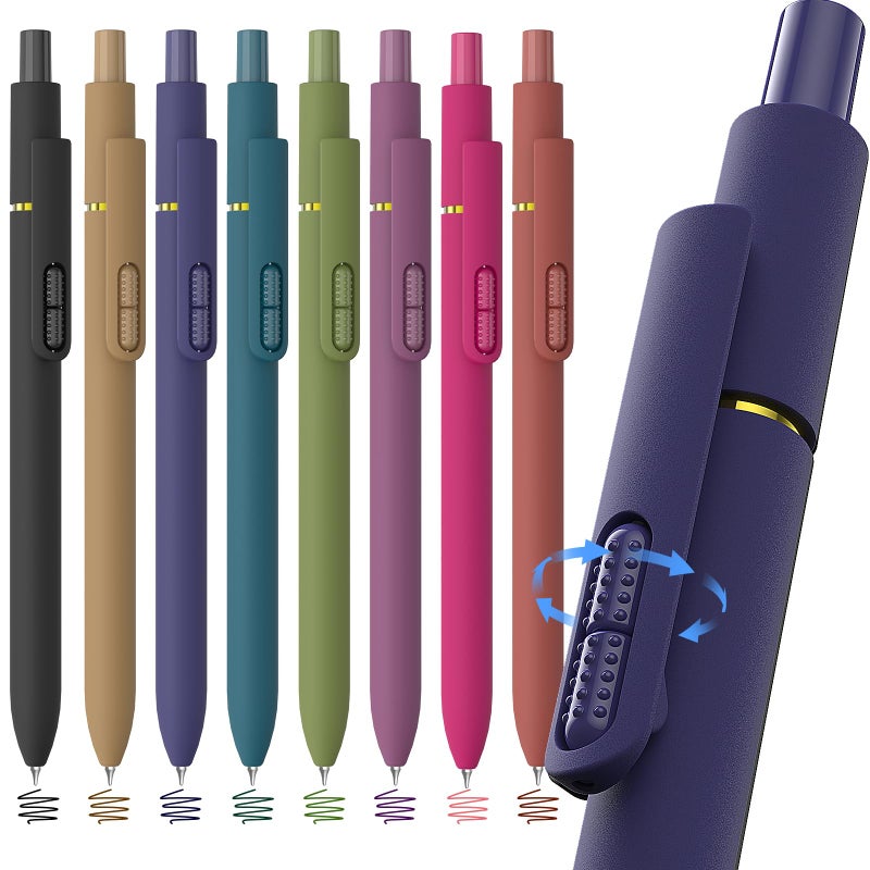 Hiacry 8 Pack Colorful Gel Ink Pensï¼ŒQuick-Dry 0.7mm Fine Point Fidget Pens for Smooth Writing, Journaling & Drawing, Aesthetic Vintage Color Pens for Women, School & Office Supplies (Vintage Colors) - Image 1
