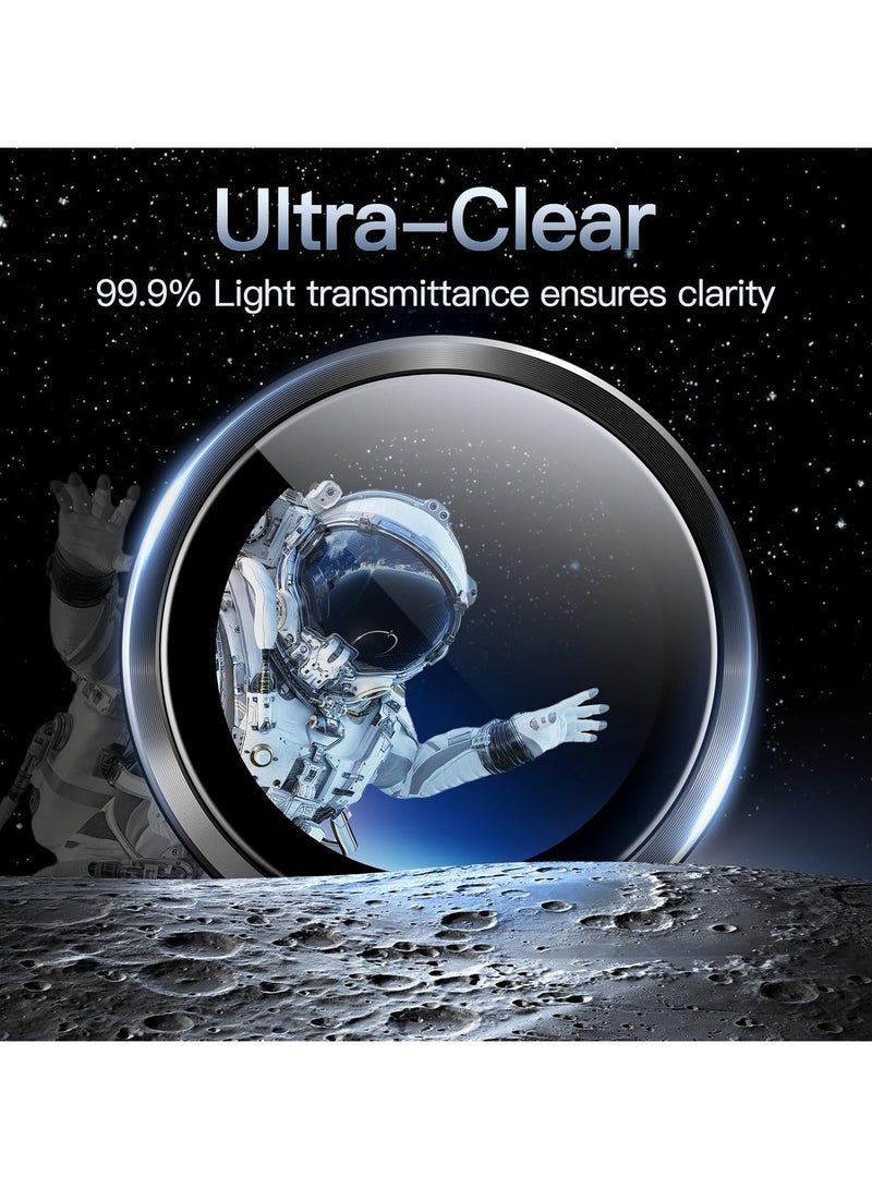 Camera Lens Protector for iPhone 16 Tempered Glass Aluminum Ring Cover, HD Clear, iPhone Camera Design Matching, Anti-Reflection, Anti-Scratch, Full Set (Black) - Image 4