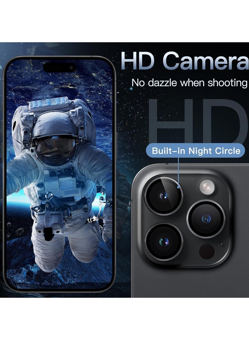 Camera Lens Protector for iPhone 16 Tempered Glass Aluminum Ring Cover, HD Clear, iPhone Camera Design Matching, Anti-Reflection, Anti-Scratch, Full Set (Black) - Image 5