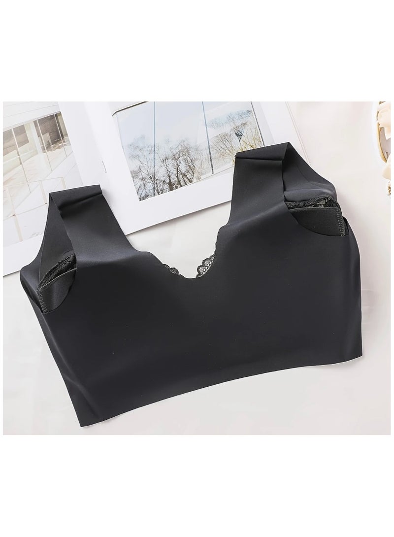 SOLOBUY Front Closure Lace Bra, Black, Breathable Fabric, 2-Pack - Image 3