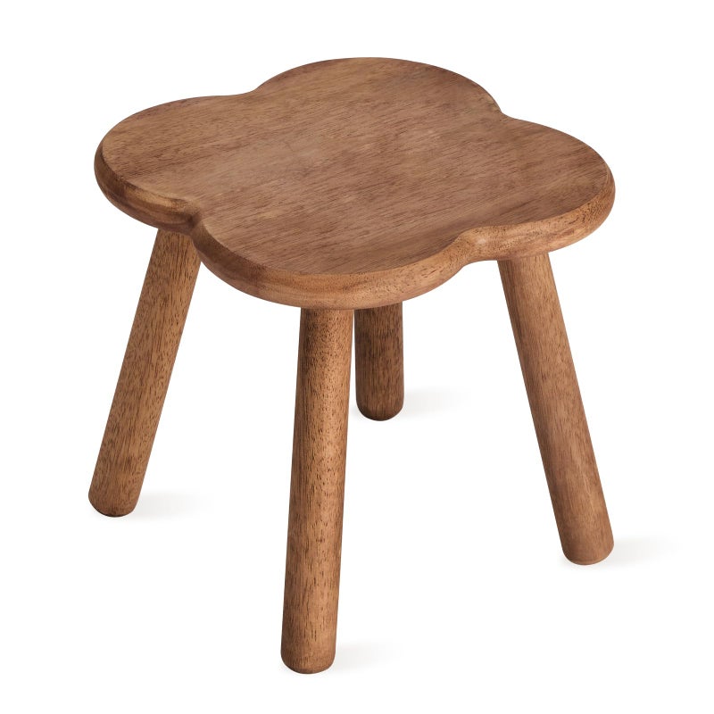 JUJIAFU 11.6inch Wooden Step Stool for Adults Small Wooden Stool Perfect Matched Sensory Table Great Assistant for Kitchen Bathroom Living Room Bedroom Garden (Full Body Natural Real Wood) - Image 1
