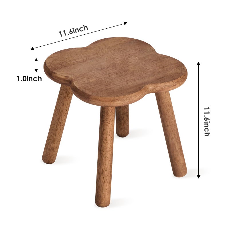 JUJIAFU 11.6inch Wooden Step Stool for Adults Small Wooden Stool Perfect Matched Sensory Table Great Assistant for Kitchen Bathroom Living Room Bedroom Garden (Full Body Natural Real Wood) - Image 2