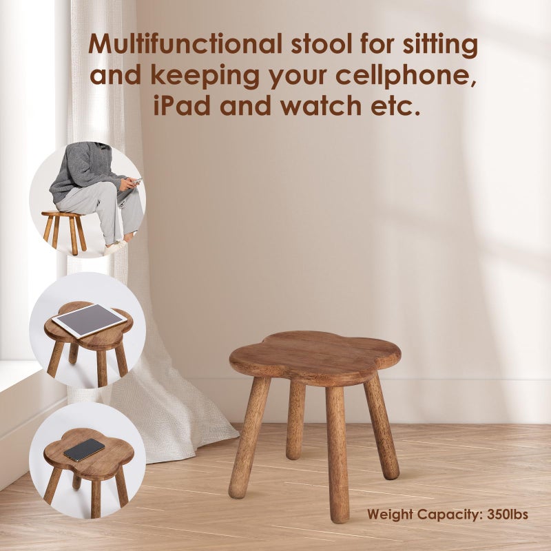 JUJIAFU 11.6inch Wooden Step Stool for Adults Small Wooden Stool Perfect Matched Sensory Table Great Assistant for Kitchen Bathroom Living Room Bedroom Garden (Full Body Natural Real Wood) - Image 4