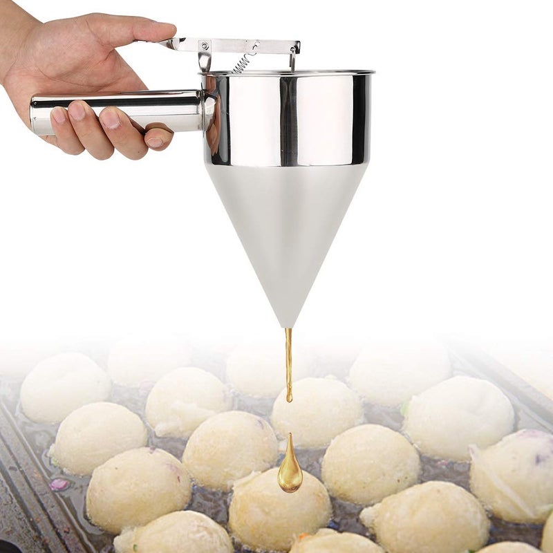 Maxmartt Kitchen Funnel Stainless Steel Baking Funnel Cooking Funnels Cake Desserts Cooking Tools with Rack for Kitchen Bakery - Image 2