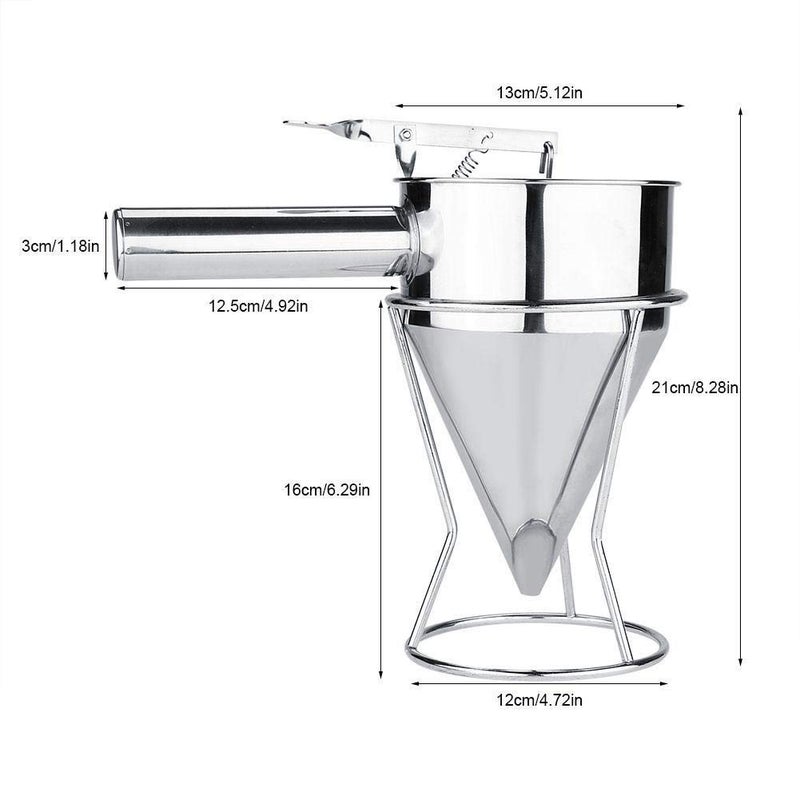 Maxmartt Kitchen Funnel Stainless Steel Baking Funnel Cooking Funnels Cake Desserts Cooking Tools with Rack for Kitchen Bakery - Image 5