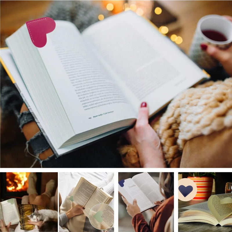 Winjeto Leather Heart Bookmarks - Winjeto 6 Pieces Cute Corner Page Book Marks For Teachers Students Book Reading Lovers  For School Office Home Supplies (Sweet(6Pcs)) - Image 5