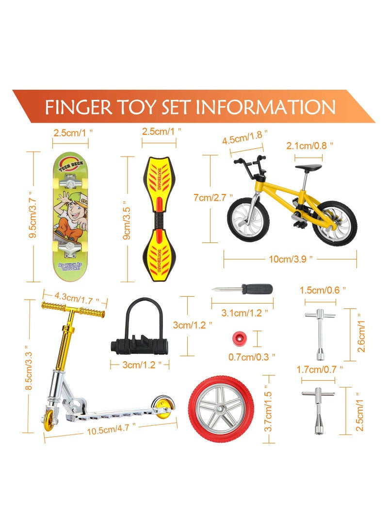 SYOSI Mini Skateboard Mini Finger Toys Set 18 Pieces Includes Finger Skateboards Finger Bikes Scooter Mini Scooters and Matched Wheels and Tools Accessories Educational Toys for Party Favors - Image 3