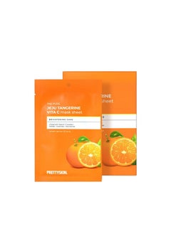 PRETTYSKIN Kin Jeju Tangerine Vitamin C Facial Mask Sheet (Pack Of 10) With Panthenol + Adenosine + Niacinamide For Moisturizing Soothing Korean Skincare  - Image 1