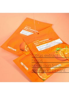 PRETTYSKIN Kin Jeju Tangerine Vitamin C Facial Mask Sheet (Pack Of 10) With Panthenol + Adenosine + Niacinamide For Moisturizing Soothing Korean Skincare  - Image 3