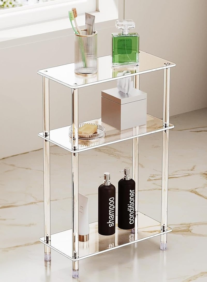 والالا طاولة جانبية ضيقة من الأكريليك الشفاف بثلاث طبقات، طاولة جانبية رفيعة مستطيلة الشكل، طاولة جانبية رفيعة لغرفة المعيشة، غرفة النوم، الحمام - Image 1