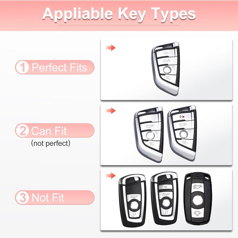 PANGPAI Pink Key Fob Cover for BMW, Soft TPU Key Case Protection with Bling Keychain Fit for BMW X1 X2 X3 X5 X6 X7 and Series 1 2 3 4 5 6 7 8 - Image 2