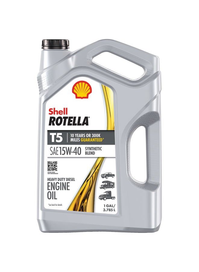 Shell Rotella T5 15W-40 Diesel Engine Oil, 1 Gallon - Image 1
