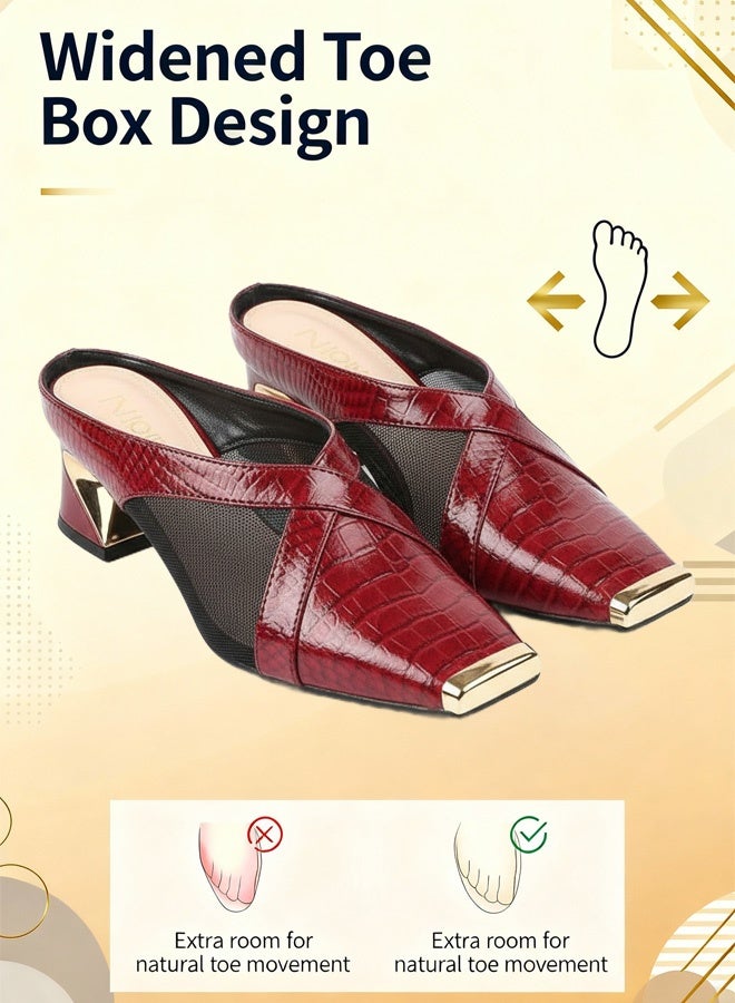 Square Toe Slippers with Toe Protection and Reptile Pattern - Image 2