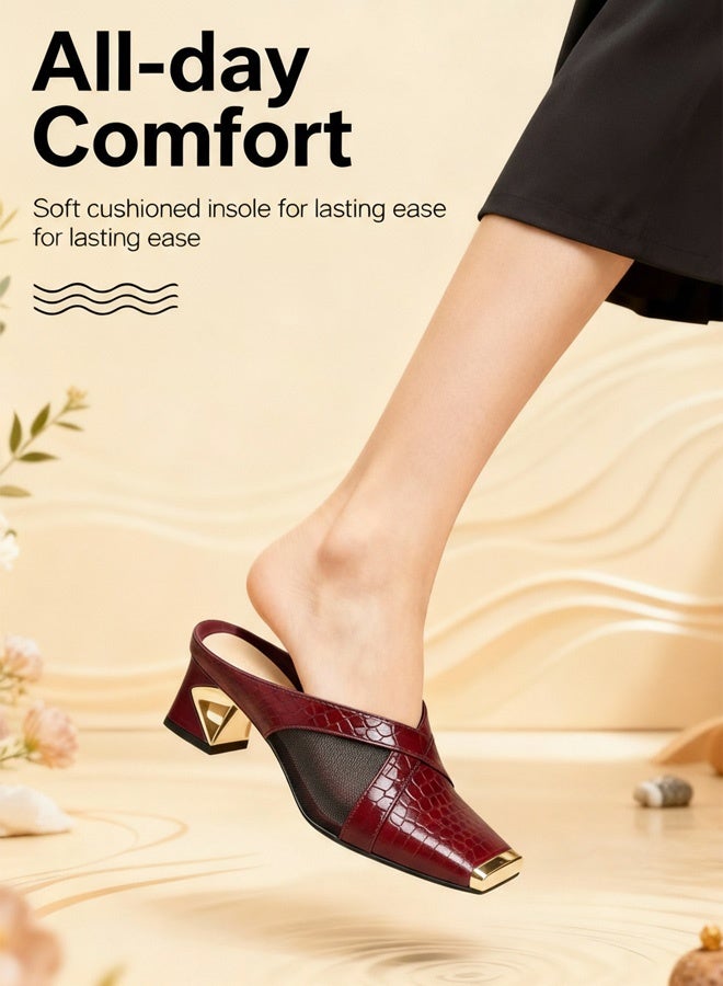 Square Toe Slippers with Toe Protection and Reptile Pattern - Image 3