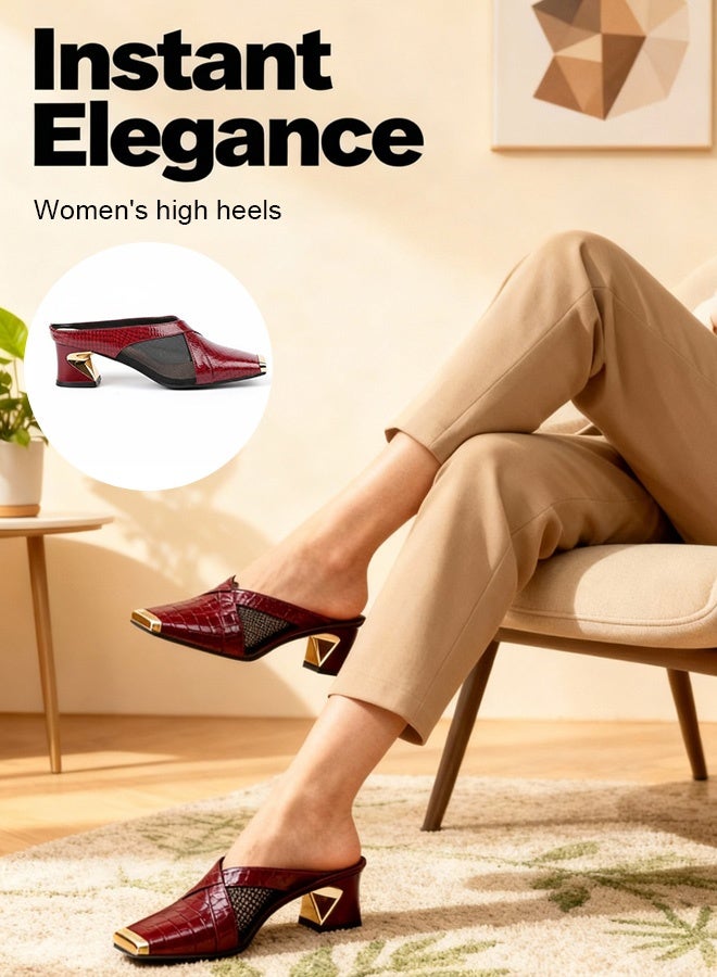 Square Toe Slippers with Toe Protection and Reptile Pattern - Image 1