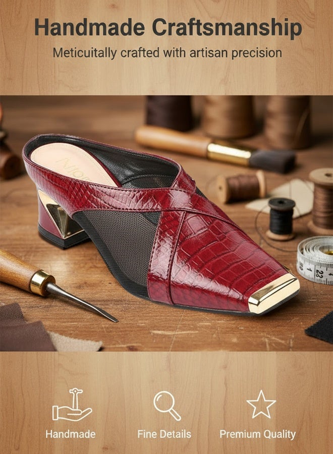 Square Toe Slippers with Toe Protection and Reptile Pattern - Image 5