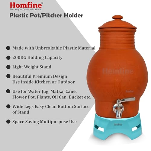 Homfine Matka Stand, Pitcher Holder/Pot Stand Holder 200kg Capacity for Multipurpose Use Kitchen Home Office Storage (1Pc, Colour May Vary) G - Image 2