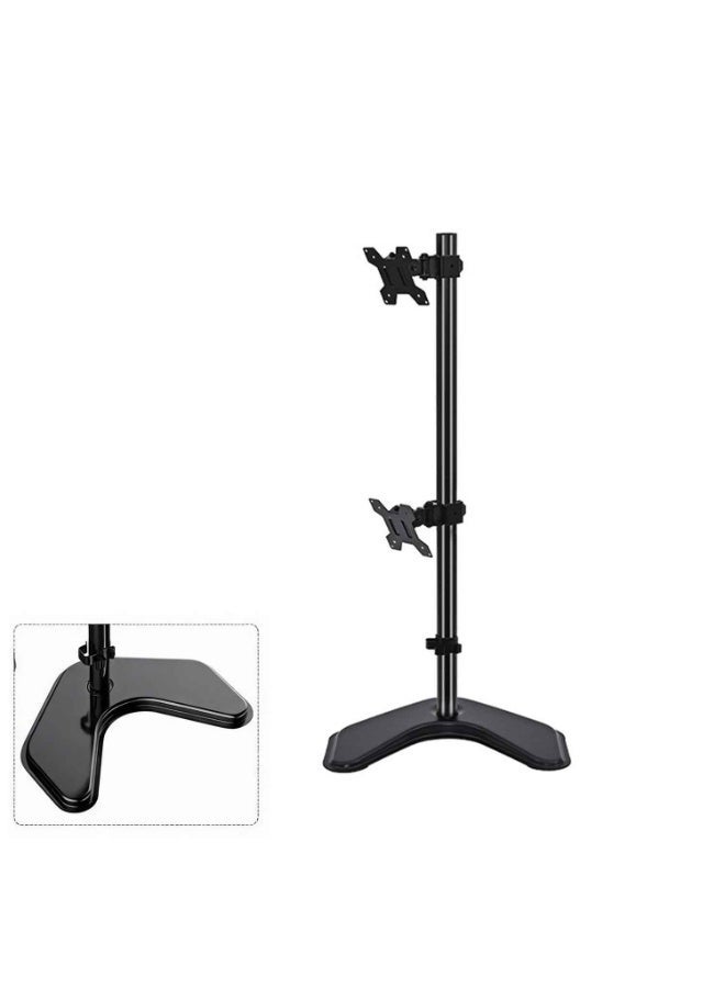 Extra Tall Dual Monitor Stand, Freestanding Heavy Duty Computer Monitor Arm Mount for 2 Monitors 13–32 Inch, Adjustable Vertical Monitor Stand, Ergonomic Full Motion Articulating Arm, Gaming & Home Office Desk Setup, Supports 22 lbs Each, Black - Image 1