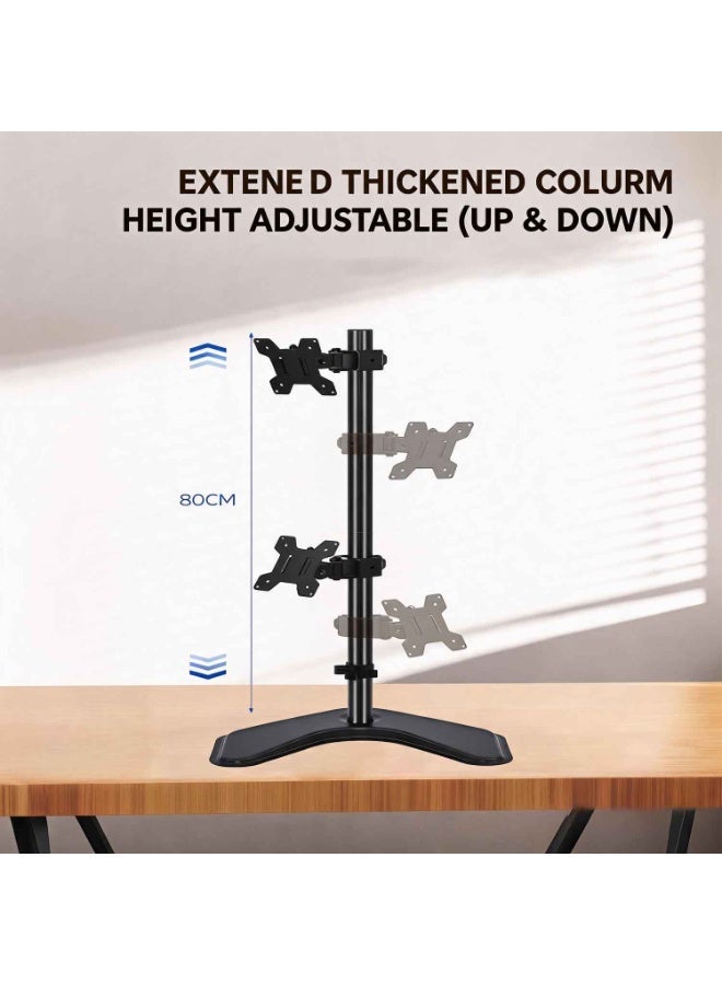 Extra Tall Dual Monitor Stand, Freestanding Heavy Duty Computer Monitor Arm Mount for 2 Monitors 13–32 Inch, Adjustable Vertical Monitor Stand, Ergonomic Full Motion Articulating Arm, Gaming & Home Office Desk Setup, Supports 22 lbs Each, Black - Image 4