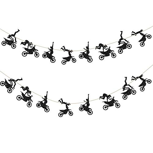 BCHOCKS Motorcycle Theme Banner Garland Party Supplies for Mans or Boys Birthday Riding Party Room Wall Decorations - Image 1
