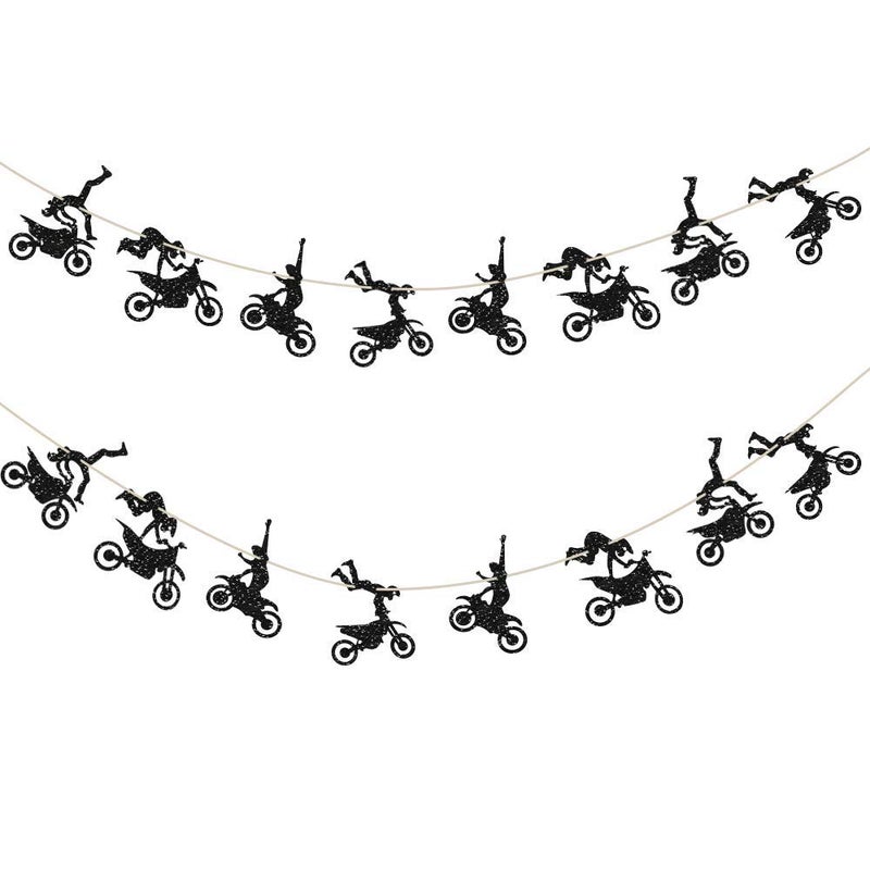 BCHOCKS Motorcycle Theme Banner Garland Party Supplies for Mans or Boys Birthday Riding Party Room Wall Decorations - Image 3