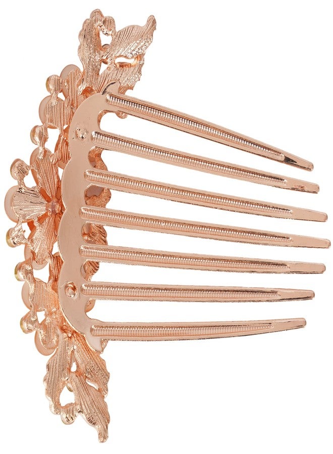 ZEMANIA مشط جانبي للشعر من زيمانيا مزين بزهرة كريستالية أكريليك | قطعة شعر ذهبية مرصعة بأحجار الراين لحفلات الزفاف والخطوبة، إكسسوارات شعر للنساء والفتيات (ذهبي) - Image 5