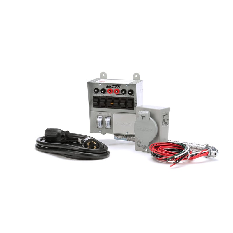 Reliance Controls Corporation 31406CWK 30 Amp 6circuit ProTran Transfer Switch Kit for Generators 7500 WattsGray