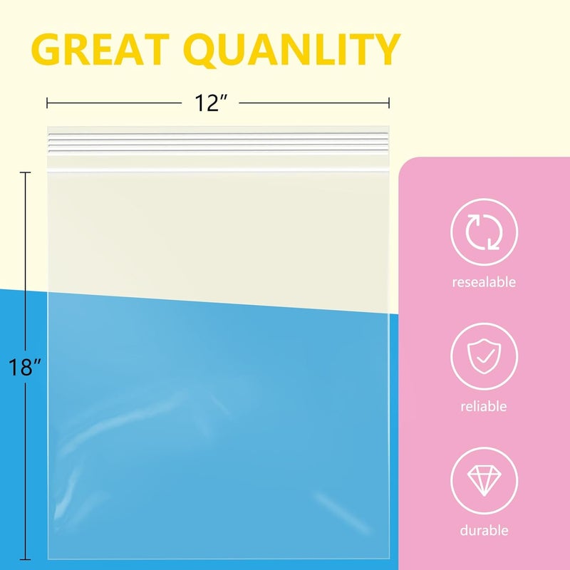 iMailer - 100 Pcs- 12" x 18" Reclosable Plastic Zip Poly Bags 2 Mil - Clear Zip Bag for Clothing, T-Shirts, Pants - Image 2