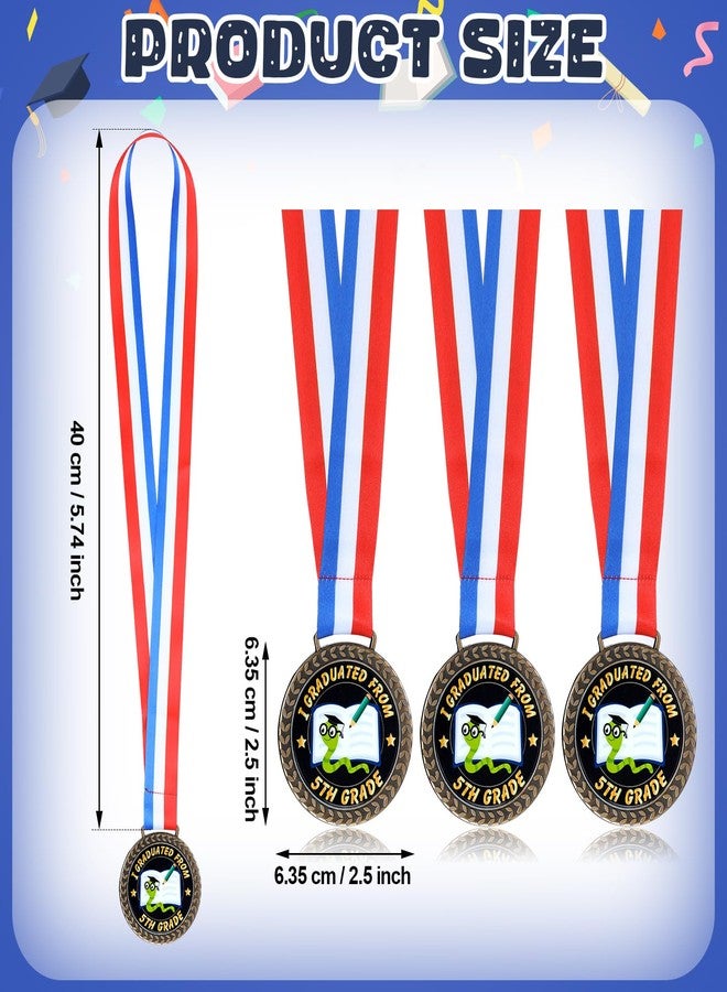 Landical 30 Pcs Gold Fifth Grade Graduation Medals 2.5" I Graduated from 5th Grade Award Medals Preschool Kindergarten Kids Graduation Gifts for Students - Image 2