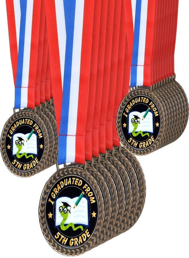 Landical 30 Pcs Gold Fifth Grade Graduation Medals 2.5" I Graduated from 5th Grade Award Medals Preschool Kindergarten Kids Graduation Gifts for Students - Image 1