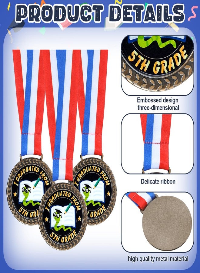 Landical 30 Pcs Gold Fifth Grade Graduation Medals 2.5" I Graduated from 5th Grade Award Medals Preschool Kindergarten Kids Graduation Gifts for Students - Image 3