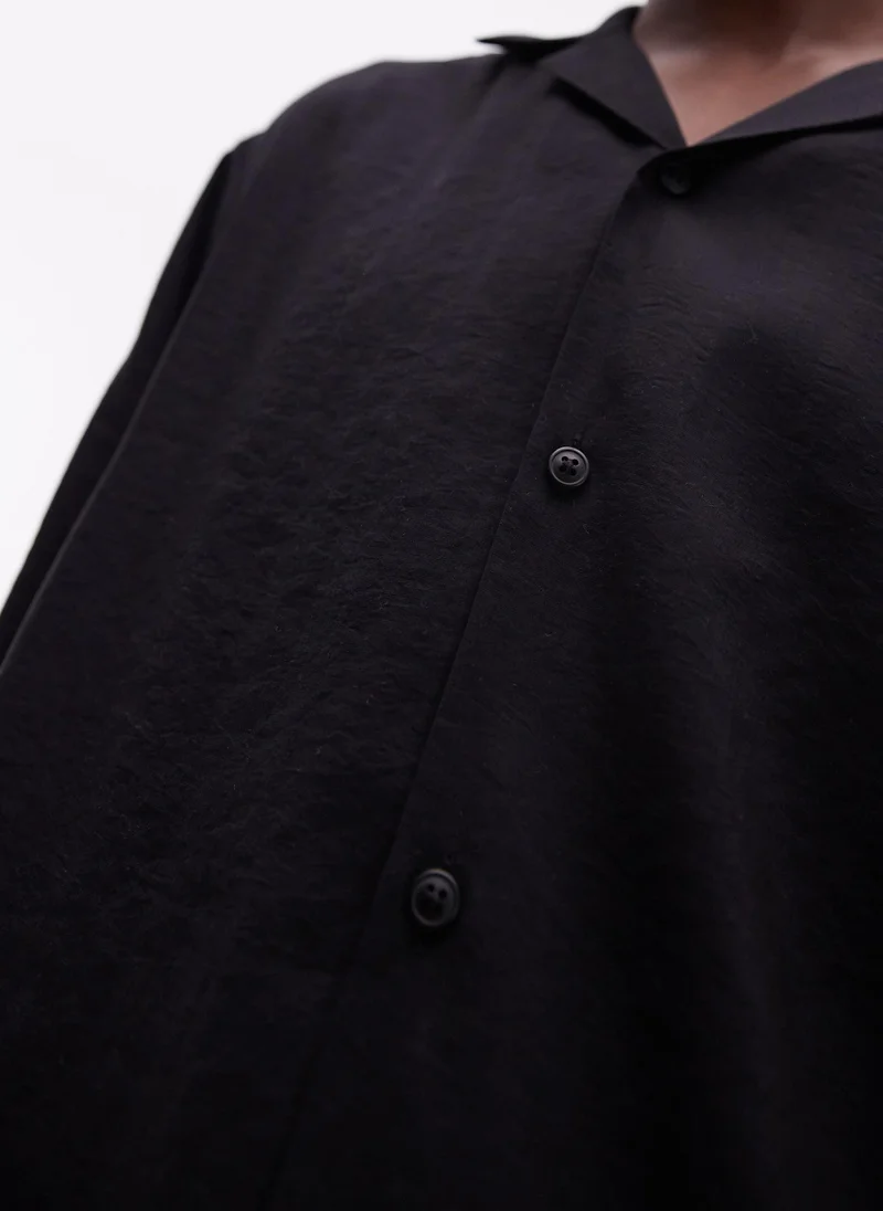 توب مان Relaxed Fit Short Sleeve Satin Shirt